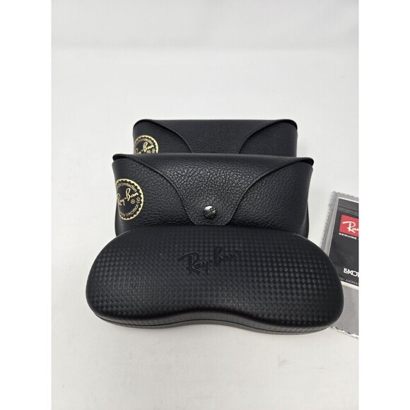 RAY-BAN BLACK SUNGLASS GLASSES CASE LOT OF 3 BLACK HARDCASE SOFTCASE NEW WIPE - Picture 2 of 10